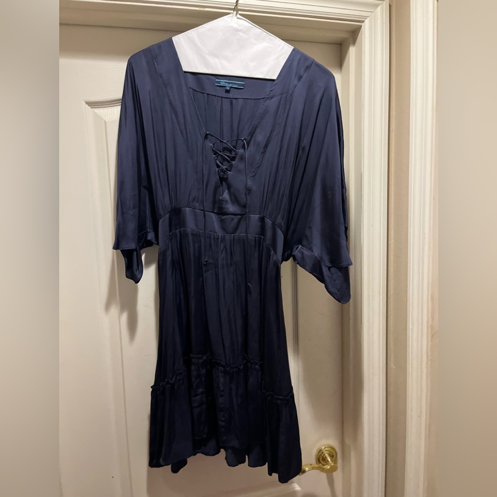 Navy Blue Shore brand Dress with Lace-Up Detail